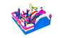 Nowy kolorowy motyw jednorożca Nadmuchiwane zabawne miasto Nadmuchiwany bramkarz ze zjeżdżalnią Jumping House Bounce combo