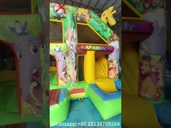 Mały wnętrzny domek z odbiciem pełnym drukiem żyrafa kreskówka Park zwierząt zamek z silde combo