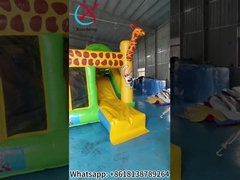 Komercyjny klasy Outdoor Puchnięty Kombo Zoo Żyrafa Puchnięty Odbiór Dom Z Rzutnik Zabawny