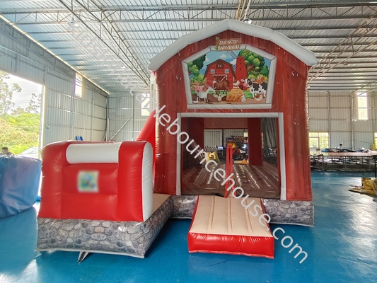 Komercyjny PVC Tarpaulin Ognioodporny Baffle Nadmuchowy Dom Odbicia Z Slizgiem Nadmuchowy Zamek Kombo Dla Dzieci