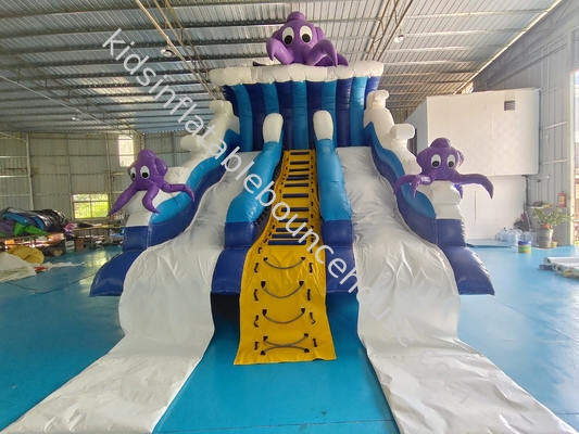 Nowy projekt Popularny podmuchany zjeżdżalnik Ocean Octopus Cartoon Party Podmuchany suchy podwójny zjeżdżalnik dla dzieci i dorosłych