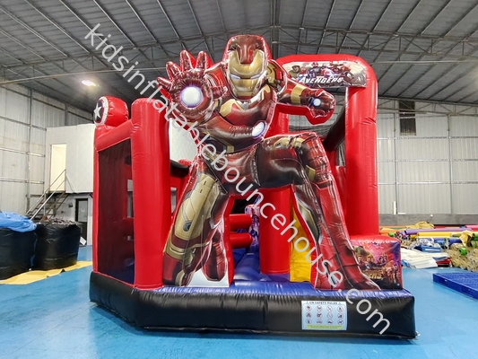 Nowy projekt drukowanie cyfrowe podmuchany dom z slajdami Marvel Iron Man podmuchany zamek skakania dla dzieci