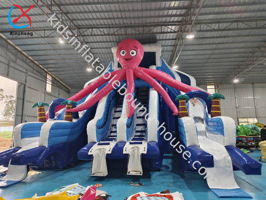 Fabryka Komercyjny podmuchany zjeżdżalnik Octopus Podmuchany podwójny suchy zjeżdżalnik zewnętrzny
