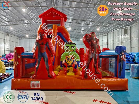 Commercial The Avengers Heros Inflatable Bounce House with Slide Combo Castle