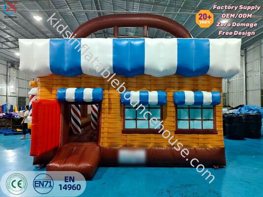 Barber Shop Themed Inflatable Bounce House Commercial Bouncy Castle for Kids