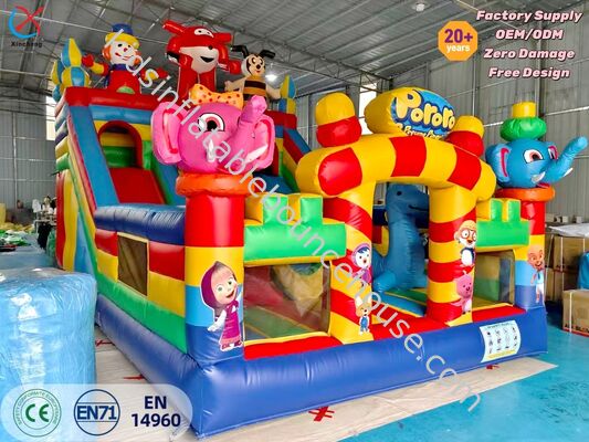 Niestandardowy motyw kreskówki Puchnięty dom skoków Slide Combo Jumping Castle Do wynajmu